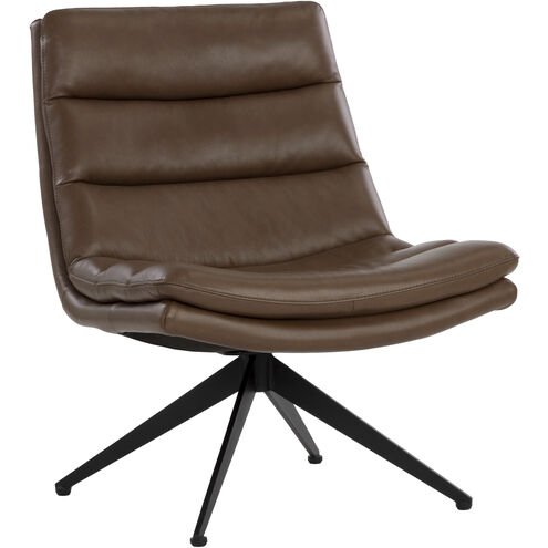 Keller Missouri Mahogany Leather Swivel Lounge Chair, Swivel